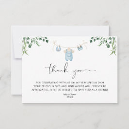 Laundry Blue Greenery Baby shower Bedankkaart