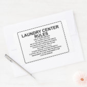 'Laundry Center Rules' Laundromat Overlay Zwart Rechthoekige Sticker (Envelop)