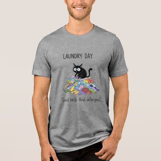 Laundry Day Black Cat Lover Tee Tri-Blend Shirt (Voorkant)
