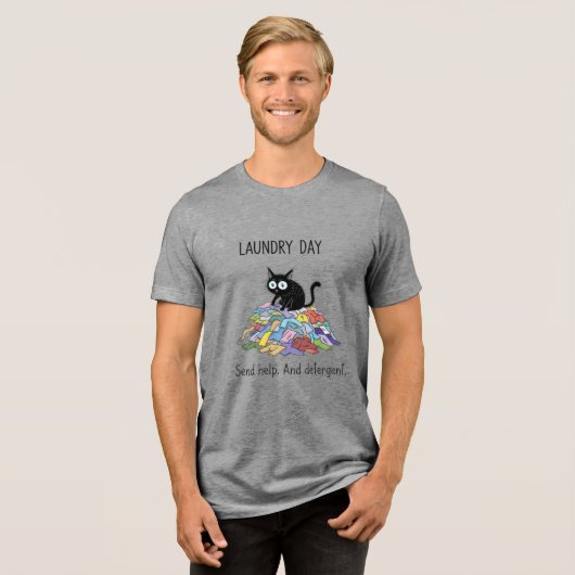 Laundry Day Black Cat Lover Tee Tri-Blend Shirt (Voorkant volledig)