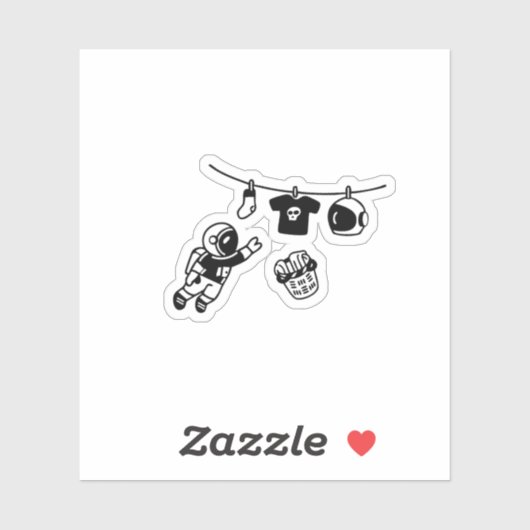 “Laundry Day in Space Minimal Cosmic Humor Design" Sticker (Vel)