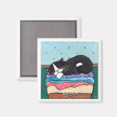 Laundry Day Nap - Kattenmagneet Magneet (Voorkant / Achterkant)