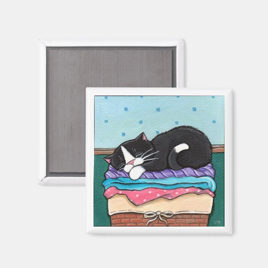 Laundry Day Nap - Kattenmagneet Magneet (Voorkant / Achterkant)