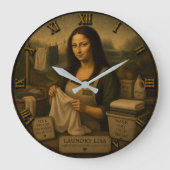 Laundry Funny Mona Lisa Housekeeping Gift Grote Klok (Voorkant)