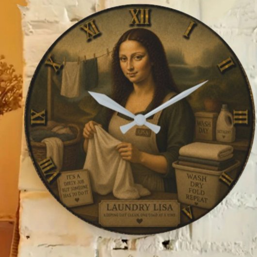 Laundry Funny Mona Lisa Housekeeping Gift Grote Klok