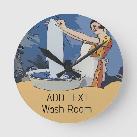 Laundry Room Clock Ronde Klok (Voorkant)