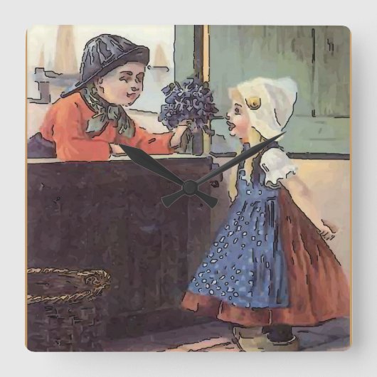 Laundry Room Clock Vierkante Klok (Voorkant)