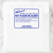 'Laundry Rules Alert' Wasserette Overlay Blauw Rechthoekige Sticker (Tas)