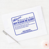 'Laundry Rules Alert' Wasserette Overlay Blauw Rechthoekige Sticker (Envelop)