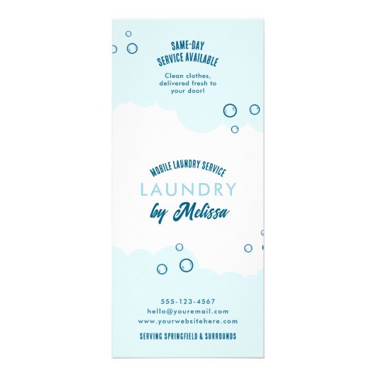 Laundry Service Dry Cleaner Price List Blue White Reclamekaart (Achterkant)