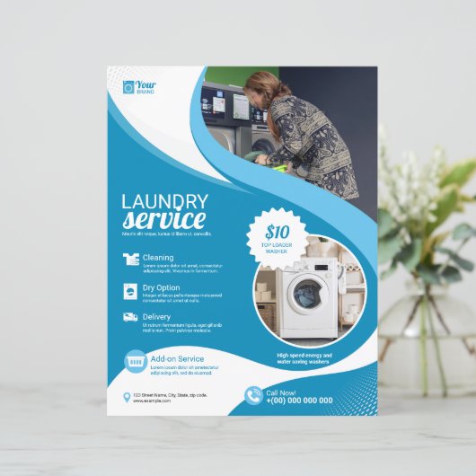 Laundry Service Flyer Sjabloon (Staand voorkant)