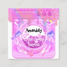 Laundry Washing Cleaning Service QR Code White Vierkante Visitekaartje