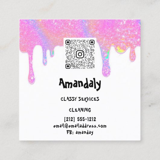 Laundry Washing Cleaning Service QR Code White Vierkante Visitekaartje (Achterkant)
