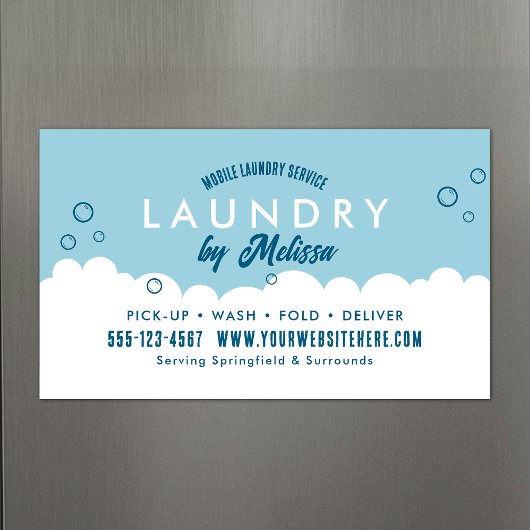 Laundryservice met ophaaldienst Blauw & Wit Magnet