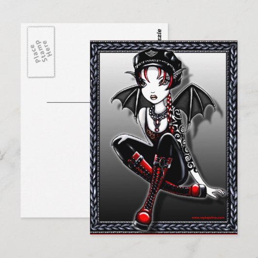 Laura Bat Winged Biker Fae Briefkaart (Voorkant / Achterkant)