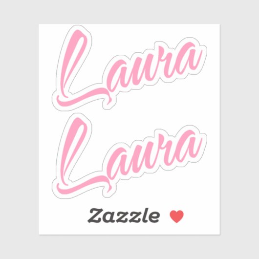 Laura Decoratieve Naam in Roze x2 Sticker (Vel)
