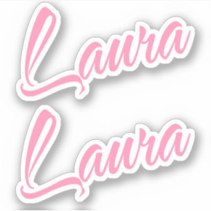 Laura Decoratieve Naam in Roze x2 Sticker