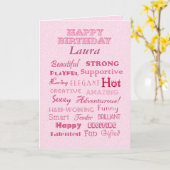 Laura Gelukkige Verjaardag Woorden van Lof Kaart (Gele Bloem)