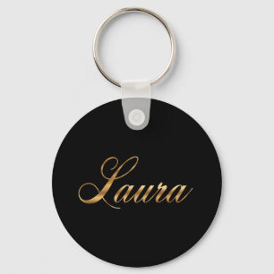 Laura gold Design Lettering Schlüsselanhänger rund Sleutelhanger