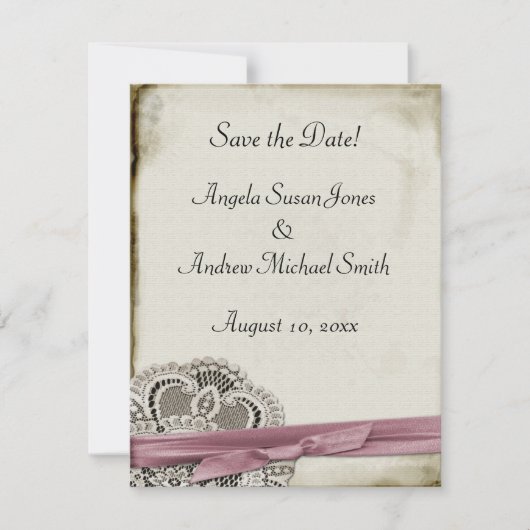 Laura Lace Pink sparen de Datum Save The Date (Voorkant)