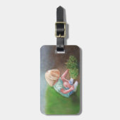 'Laura' olieverschilderende kleine meid die bloeme Bagagelabel (Voorkant verticaal)