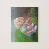 'Laura' olieverschilderende kleine meid die bloeme Legpuzzel (Verticaal)