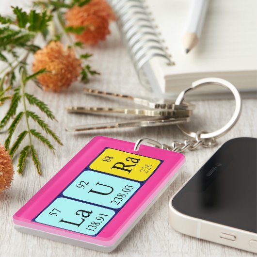 Laura periodieke lijst - naamsleutelwoord sleutelhanger (Voorkant Rechts)