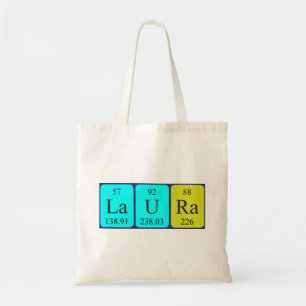 Laura periodieke lijstnaam canvas tas