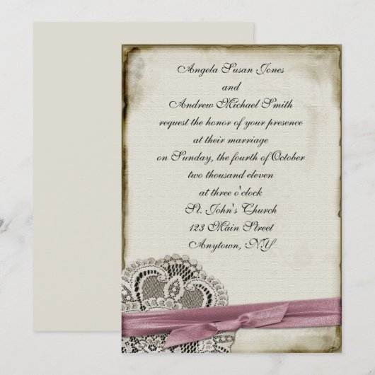 Laura Pink Uitnodiging (Voorkant / Achterkant)