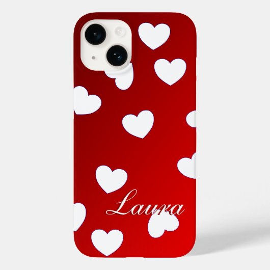 Laura - Sjabloon voor Jouw naam White Hearts op ro Case-Mate iPhone Case (Achterkant)