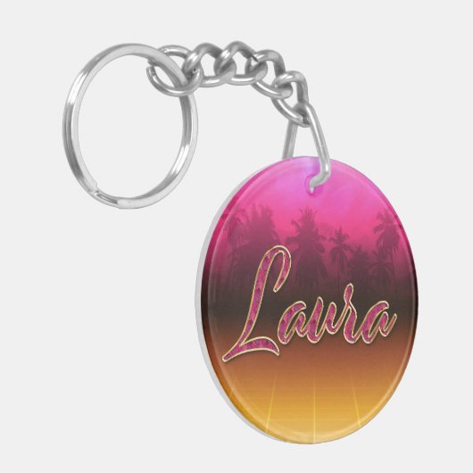 Laura Vorname Name golden pink Schlüsselanhänger Sleutelhanger (Voorkant Links)