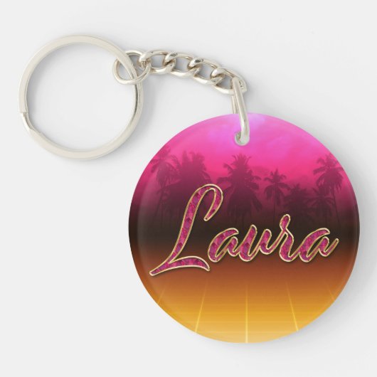 Laura Vorname Name golden pink Schlüsselanhänger Sleutelhanger (Voorkant)