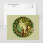 Laurel, Alphonse Mucha Art Nouveau Briefkaart (Voorkant / Achterkant)