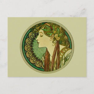 Laurel, Alphonse Mucha  Art Nouveau Briefkaart
