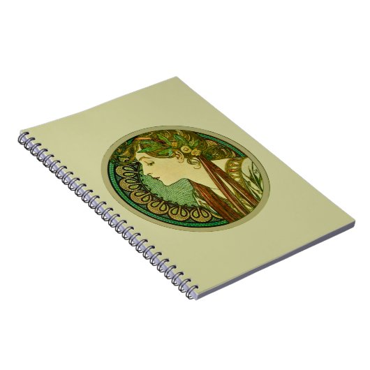 Laurel, Alphonse Mucha  Art Nouveau Notitieboek (Rechterzijde)