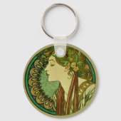 Laurel, Alphonse Mucha  Art Nouveau Sleutelhanger (Voorkant)