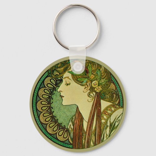 Laurel, Alphonse Mucha  Art Nouveau Sleutelhanger (Voorkant)