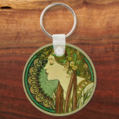 Laurel, Alphonse Mucha  Art Nouveau Sleutelhanger (Voorkant)
