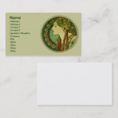 Laurel, Alphonse Mucha  Art Nouveau Visitekaartje (Voorkant / Achterkant)