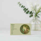 Laurel, Alphonse Mucha  Art Nouveau Visitekaartje (Staand voorkant)