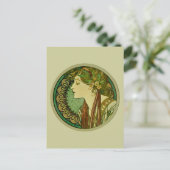 Laurel, Alphonse Mucha Fine Art Nouveau Briefkaart (Staand voorkant)