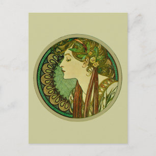 Laurel, Alphonse Mucha Fine Art Nouveau Briefkaart