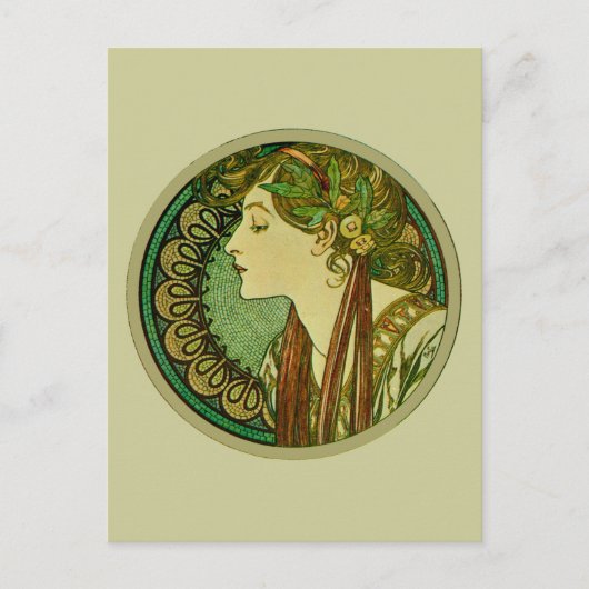 Laurel, Alphonse Mucha Fine Art Nouveau Briefkaart (Voorkant)