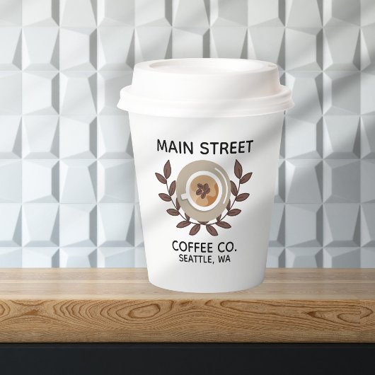 Laurel and Coffee Cup Small Business Papieren Bekers