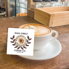 Laurel and Coffee Cup Small Business Vierkante Visitekaartje