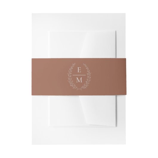 Laurel Boho Terracotta Monogram Huwelijksring Uitnodigingen Wikkel (Voorkant Voorbeeld)