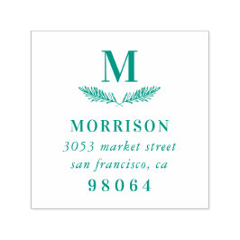 Laurel Branch | Elegant Monogram retouradres Zelfinktende Stempel