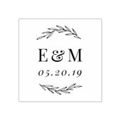 Laurel Branch Monogram Huwelijk Save the Date Rubberstempel (Afrduk)