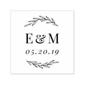 Laurel Branch Monogram Huwelijk Save the Date Zelfinktende Stempel (Design)