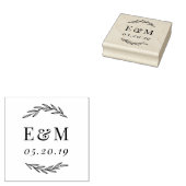 Laurel Branch Monogram Wedding Save the Date Rubberstempel (Gestempeld)